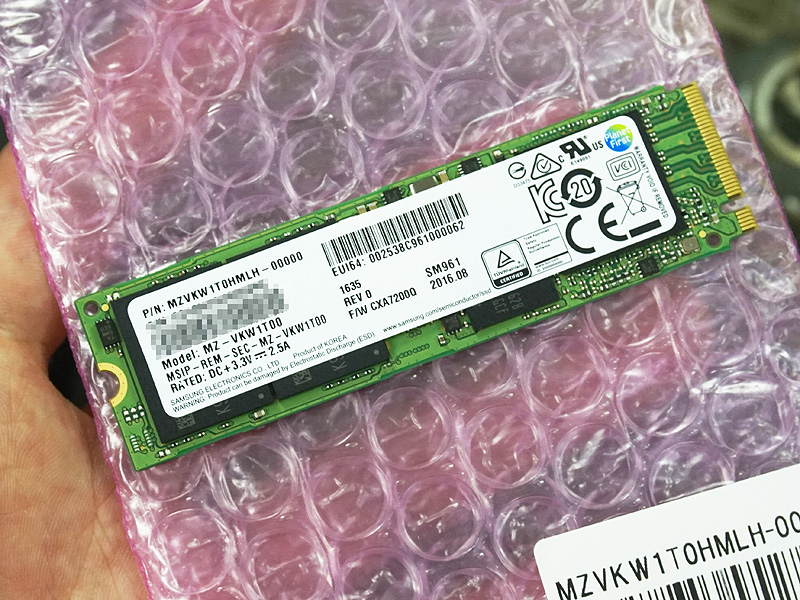 リード3GB/s超えのNVMe SSD「SM961」に1TBモデルが登場、Samsung製