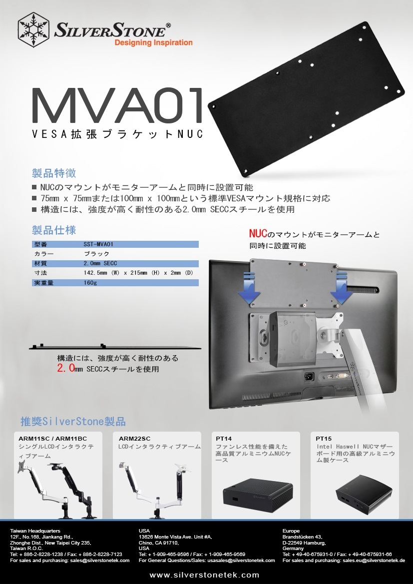 VESAマウントのネジ穴増設ブラケットがSilverStoneから登場 - AKIBA PC