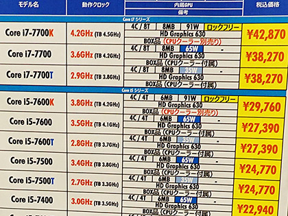 Ryzen 5 販売開始 Kaby Lake 続落でcore I5 7600kが3万円割れ Akiba Pc Hotline
