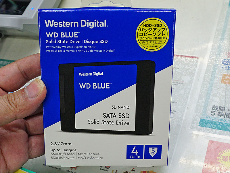 Western Digital製2.5型SSD「WD Blue」の4TBが発売、実売64,800円