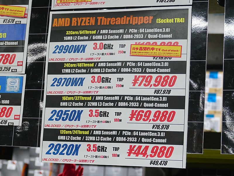 第2世代Ryzen Threadripperが最大2万円の値下がり、24コア/48スレッド