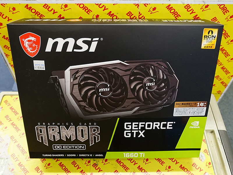 MSIの「GeForce GTX 1660 Ti ARMOR 6G OC」が入荷、価格は53,900円
