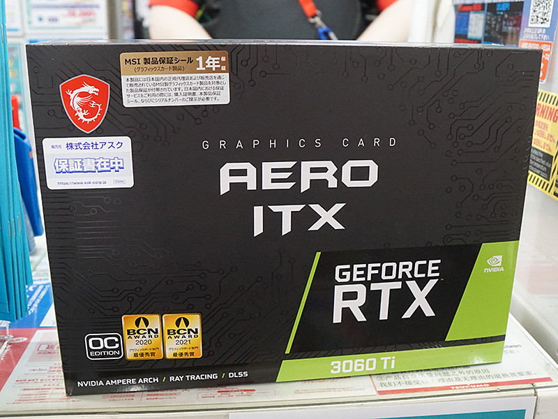 カード長172mmの「GeForce RTX 3060 Ti AERO ITX 8G OC LHR」がMSIから