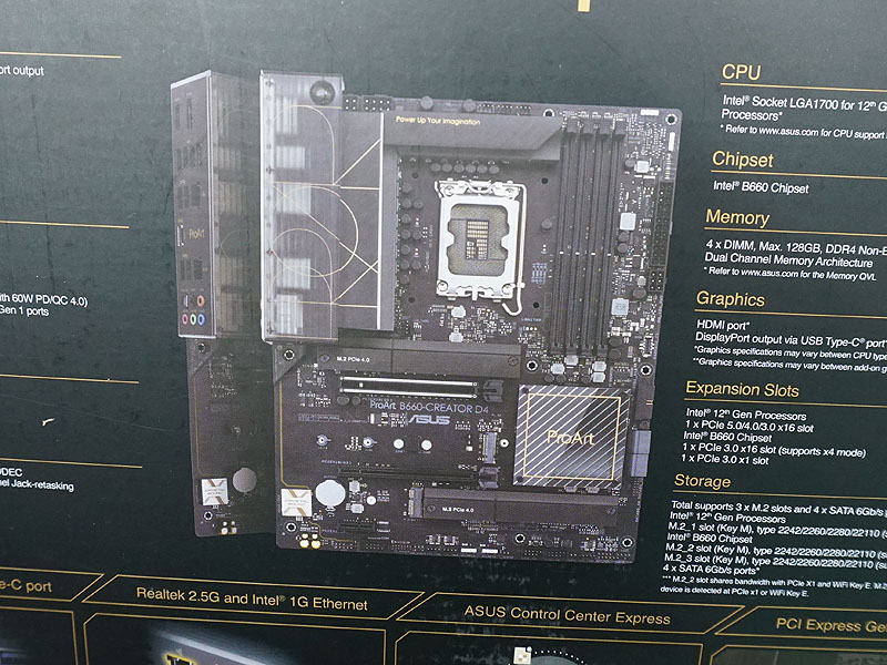 ASUSのクリエイター向けマザー「ProArt B660-CREATOR D4」が発売