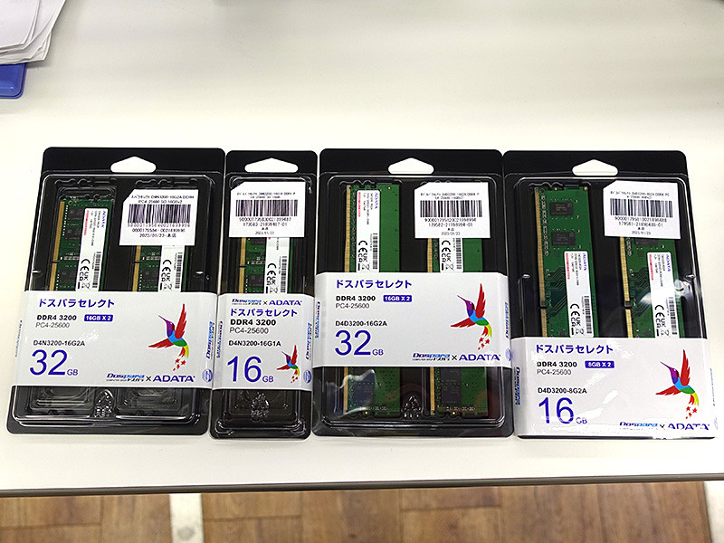 ドスパラセレクトのADATA DDR4メモリ、16GB×2枚は9,800円 - AKIBA PC 