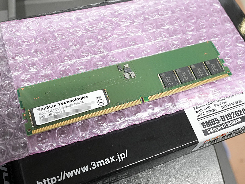 ほぼ未使用）SanMax DDR5-5600 16GB×2メモリ動作確認済 10年ぶりの黒い秋刀魚、SanMaxからBlack PCBを採用したPC向け