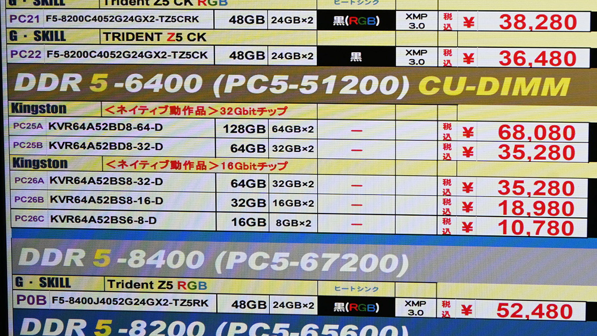 DDR5-6400対応で64GB×2枚組のCUDIMMが店頭販売開始、従来より低価格な