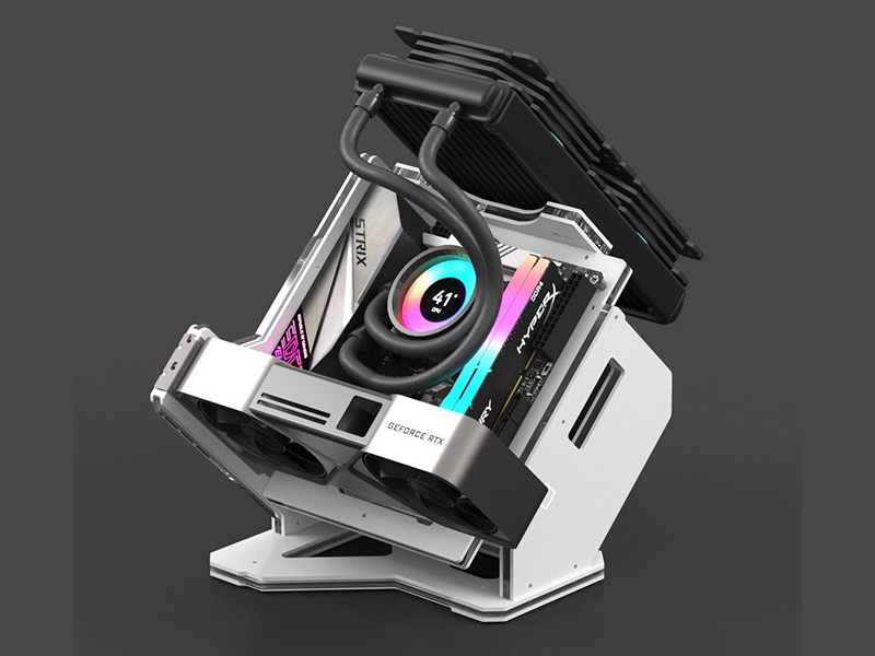 PCケース(自作PC用) GEEEK Rhino S Mini-ITX White 組み立て式アクリルMini-ITXケース「GEEEK Rhino S Mini ITX Open Air