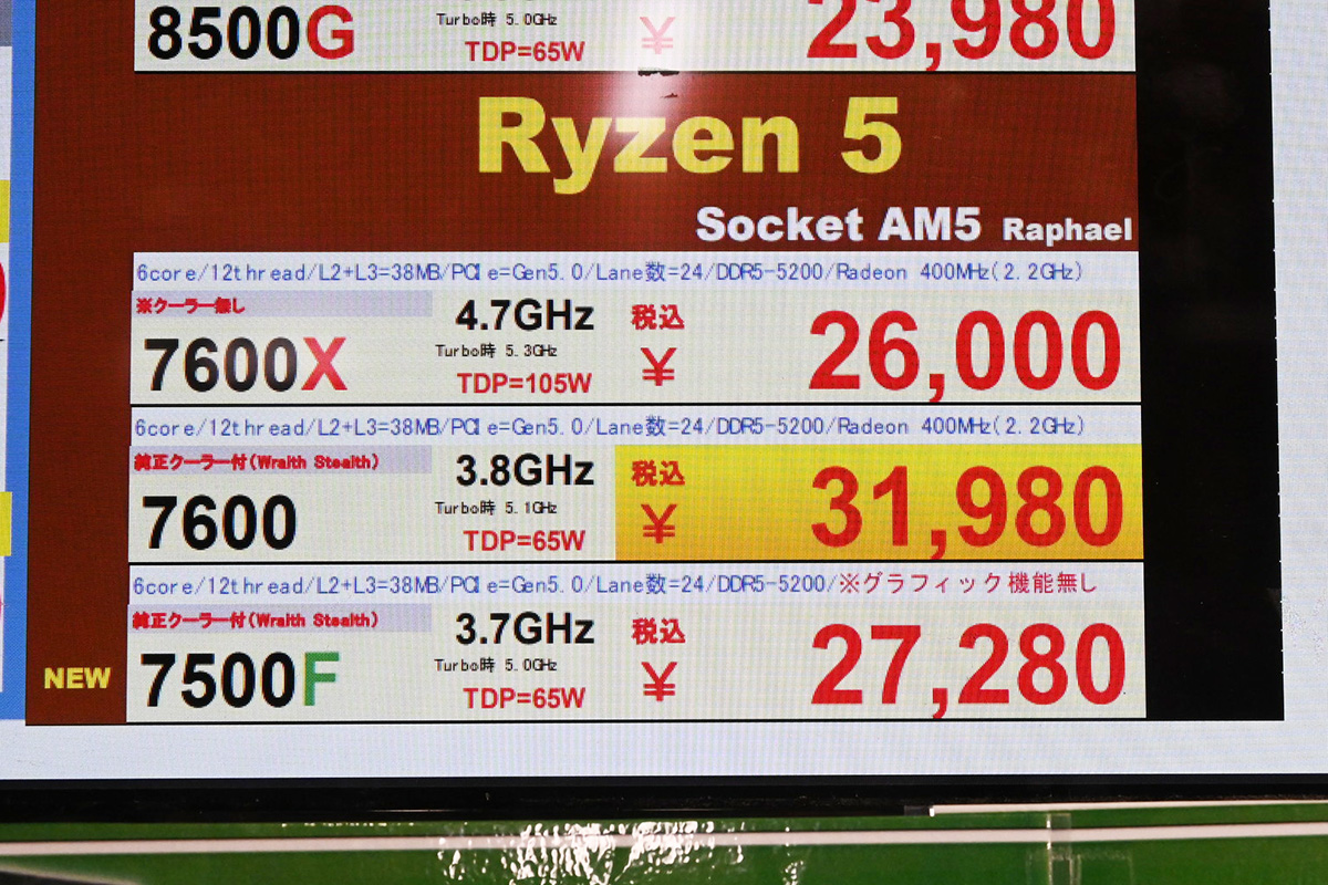 【新品未使用】 AMD Ryzen5 7500f 新品未使用 AMD Ryzen 5 7500F Socket AM5(CPUのみ) グリス付き｜Yahoo