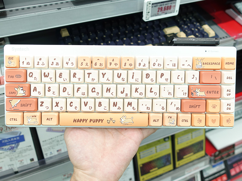 【未使用品・開封済み】981 レトロメカニカルキーボード 木製筐体 子犬デザインのロープロメカニカルキーボード「Syntech G68LP」が登場