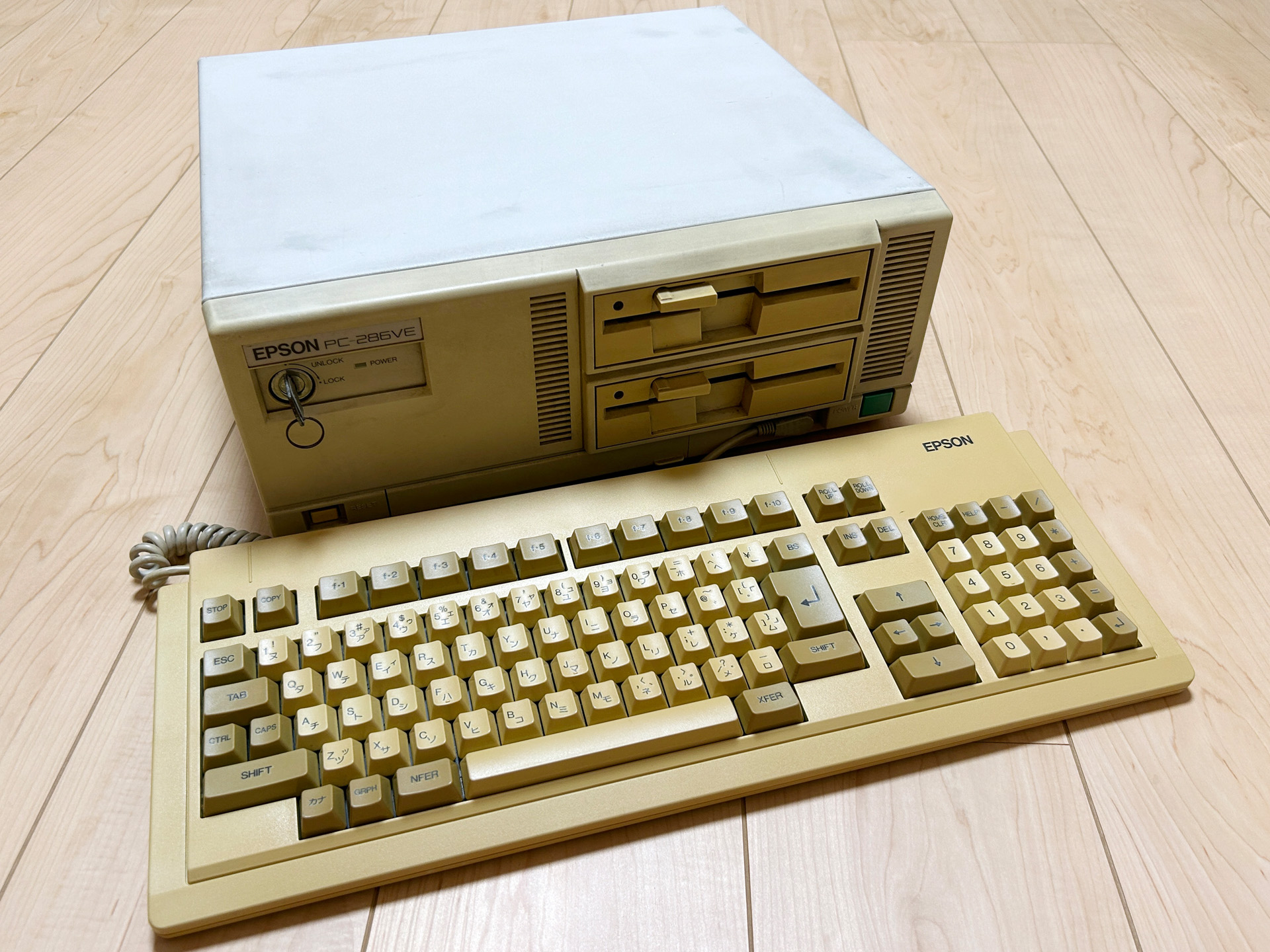 稀少●エプソン パソコン EPSON PC-286VE 本体・キーボード・マウス PC-9801RX2を10万円下回る価格で登場したエプソン互換機「PC-286VE