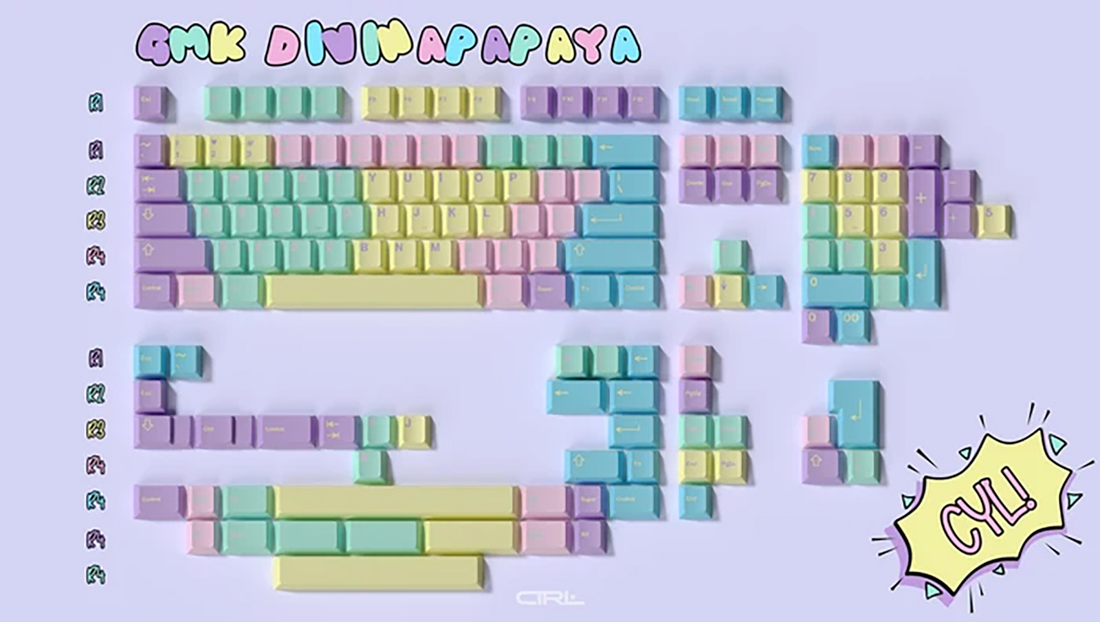 パステルカラーのキーキャップセット「GMK Divinapapaya CYL BASE